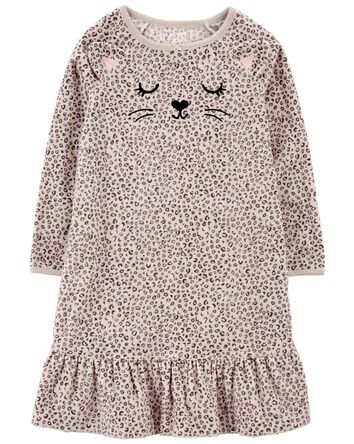 Kid Leopard Fleece Nightgown, 