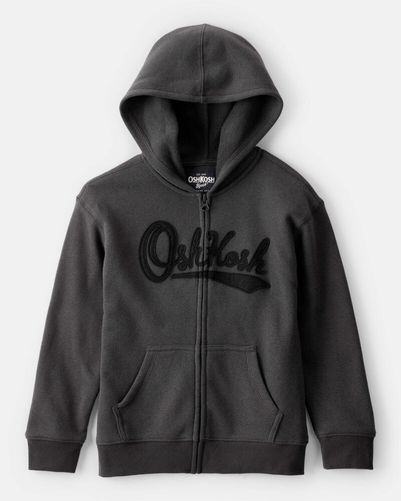 Boys OshKosh Fleece Logo Zip Jacket - Black, image 1 of 4 slides