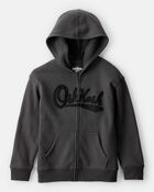 Boys OshKosh Fleece Logo Zip Jacket - Black, image 1 of 4 slides