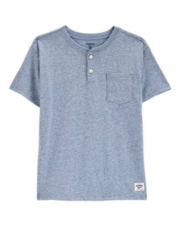 Kid Pocket Henley Tee - Blue, 