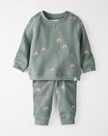 Baby Waffle Knit Set Made with Organic Cotton in Happy Rainbows
, 