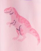Baby Girl Dinosaur Print Loose Fit Long-Sleeve 2-Way Zip 1-Piece Pajamas - Pink, image 3 of 4 slides