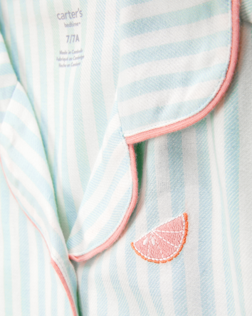 Girls Striped Loose Fit 2-Piece Pajamas - Mint, 