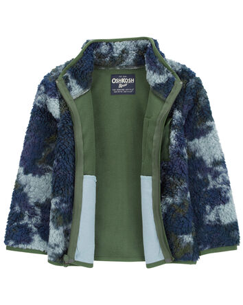 Tie Dye Fleece Knit Jacket - Navy, 