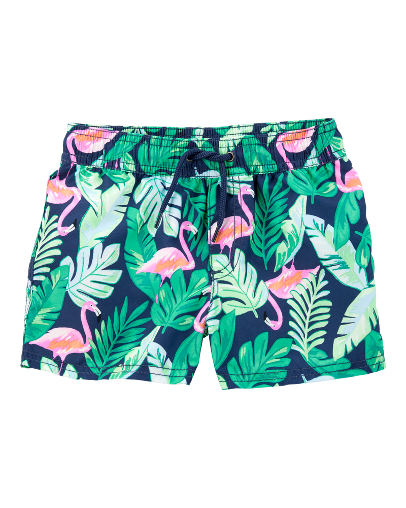 Baby Boy 2-Piece Tropical Flamingo Rashguard & Swim Trunk Set, image 2 of 4 slides