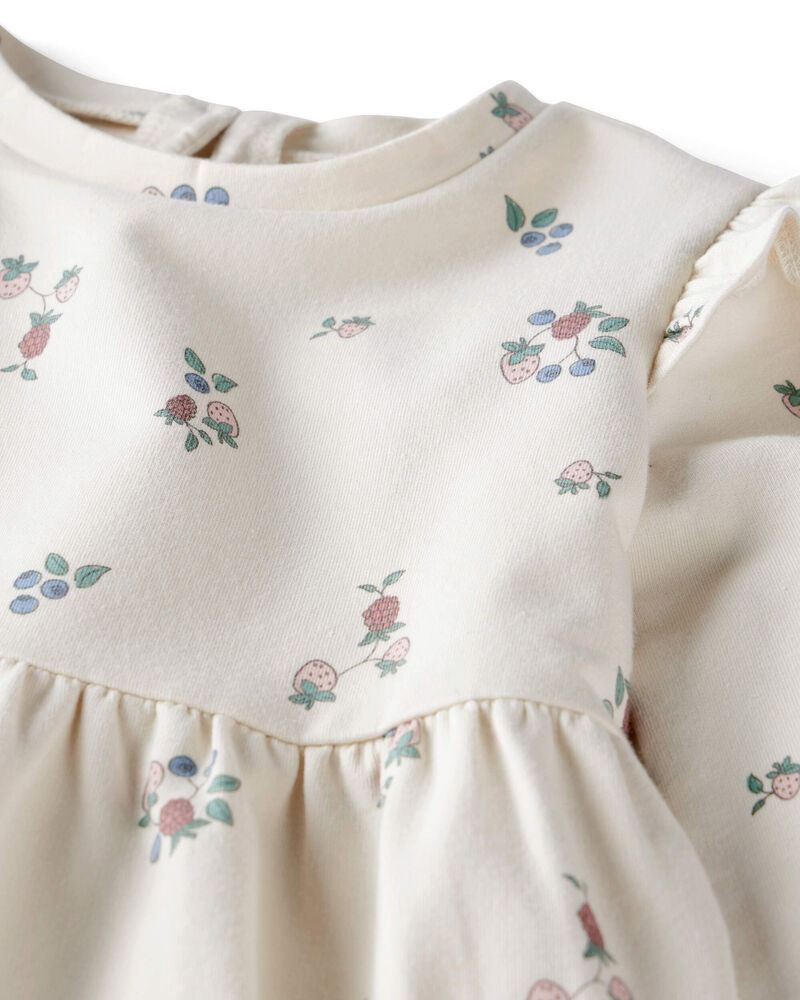 Baby Organic Cotton French Terry Dress in Berry Blossom Print, image 5 of 7 slides