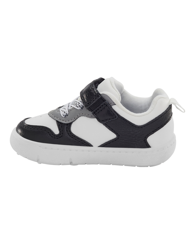 Baby Every Step® First Walker Faux Leather Fashion Sneakers - White/Black, image 6 of 7 slides