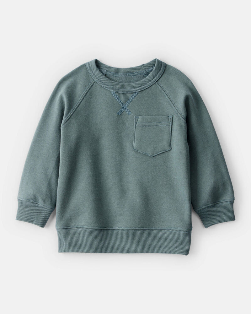 Baby Boy Solid Fleece Long-Sleeve Sweatshirt - Green, image 1 of 3 slides