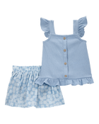 Baby 2-Piece Floral Skort Set - Blue, image 1 of 4 slides