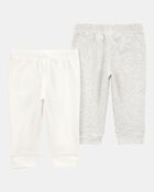 Baby 2-Pack Pull-On Pants - Ivory, image 2 of 5 slides