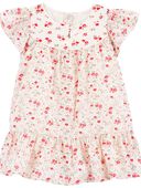 Cream - Baby Floral Print Flutter Dress