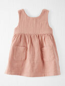 Fossil Tan - Baby Organic Cotton Gauze Pocket Dress