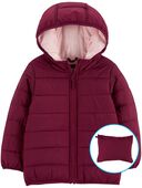 Burgundy - Toddler Packable Puffer Jacket