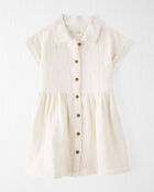 Toddler Organic Cotton Button-Front Dress in Cream
, image 1 of 5 slides