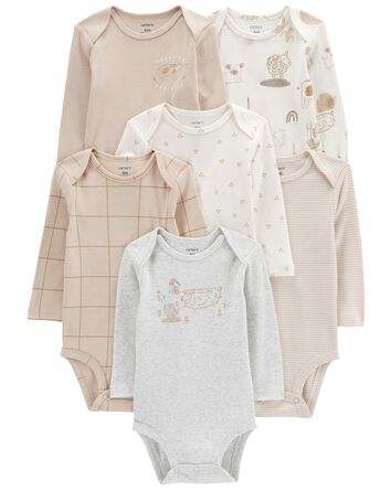 Baby 6-Pack Long-Sleeve Bodysuits, 