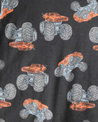Boys Monster Truck Print 100% Cotton Long-Sleeve 4-Piece Pajamas - Blue, image 3 of 4 slides