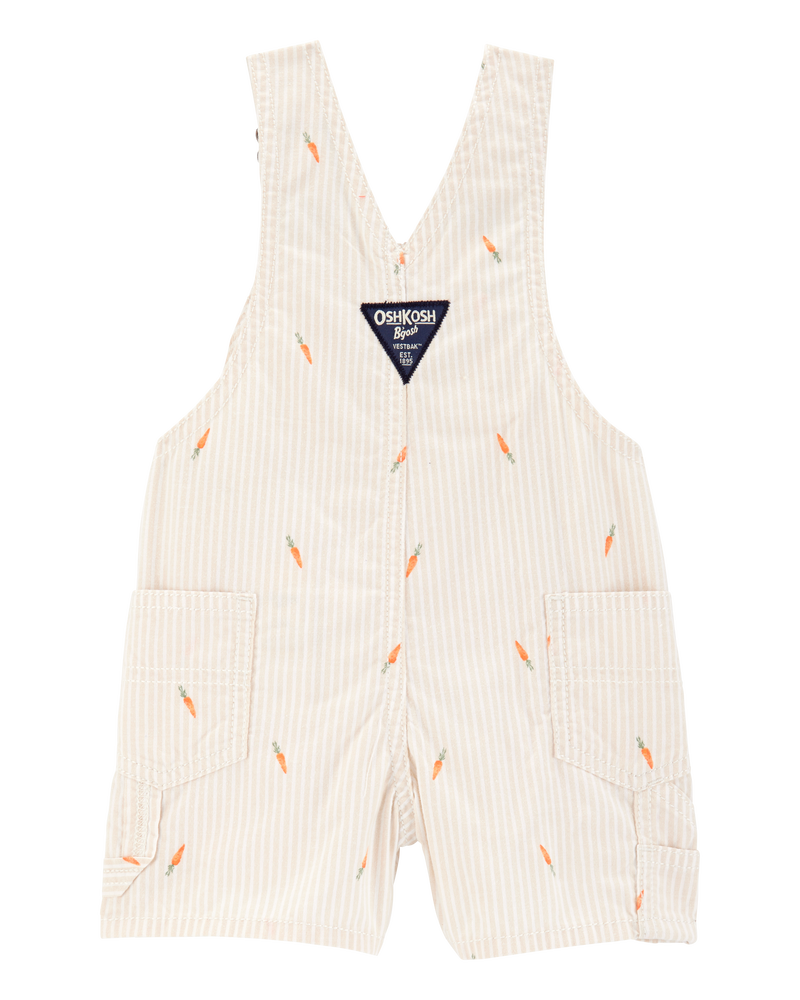 Cream Baby Carrot Print Striped Shortalls - Cream | carters.com