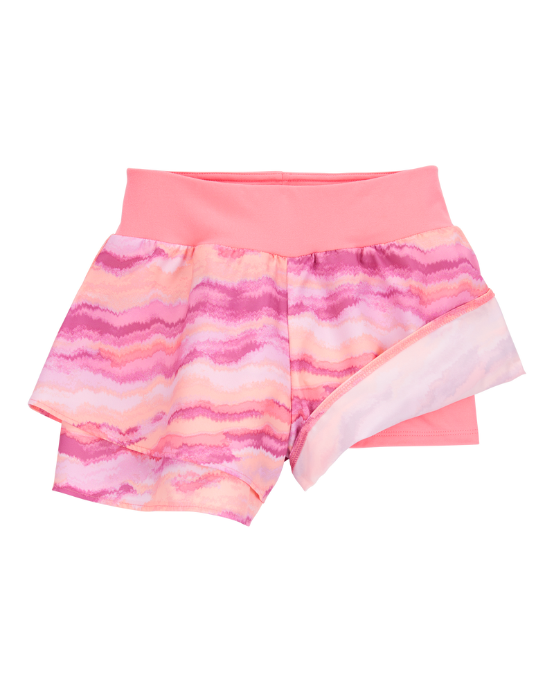 Kid Flowy Tie-Dye Layered Flip Short - Orange/Pink, image 3 of 6 slides
