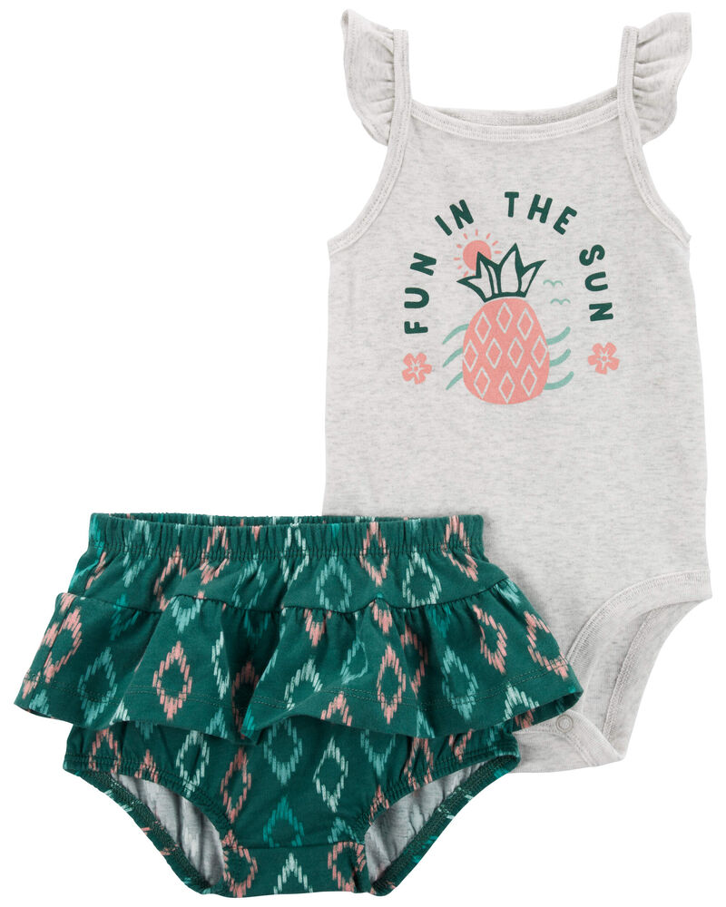 Baby 2-Piece Pineapple Bodysuit & Diaper Cover Set, image 1 of 3 slides
