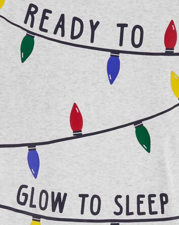 Kid 2-Piece Christmas Lights Cotton Blend & Fleece Pajamas, 