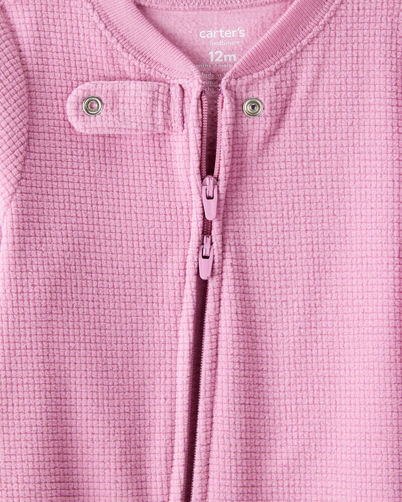 Toddler Girl Fleece Long-Sleeve Snug Fit 1-Piece Pajamas - Pink, image 2 of 4 slides