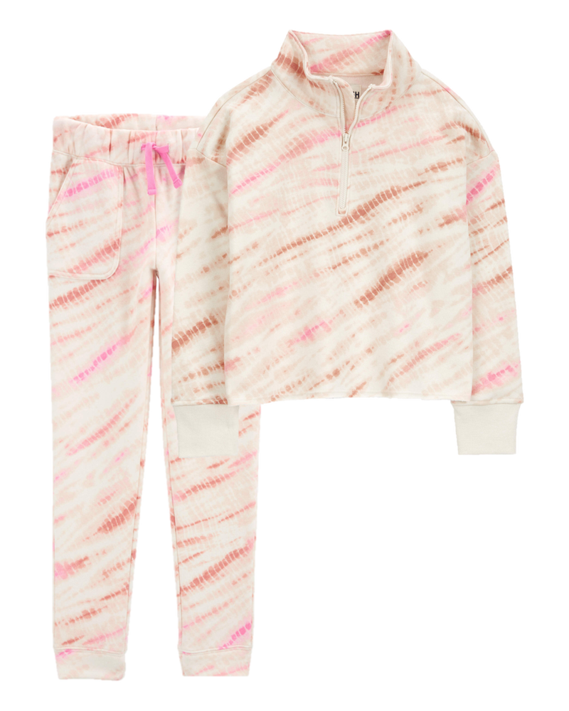 Kid 2-Piece Tie Dye Fleece Pullover & Pants Set, image 1 of 6 slides