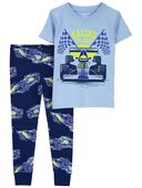 Navy - Toddler 1-Piece Racing 100% Snug Fit Cotton Pajamas