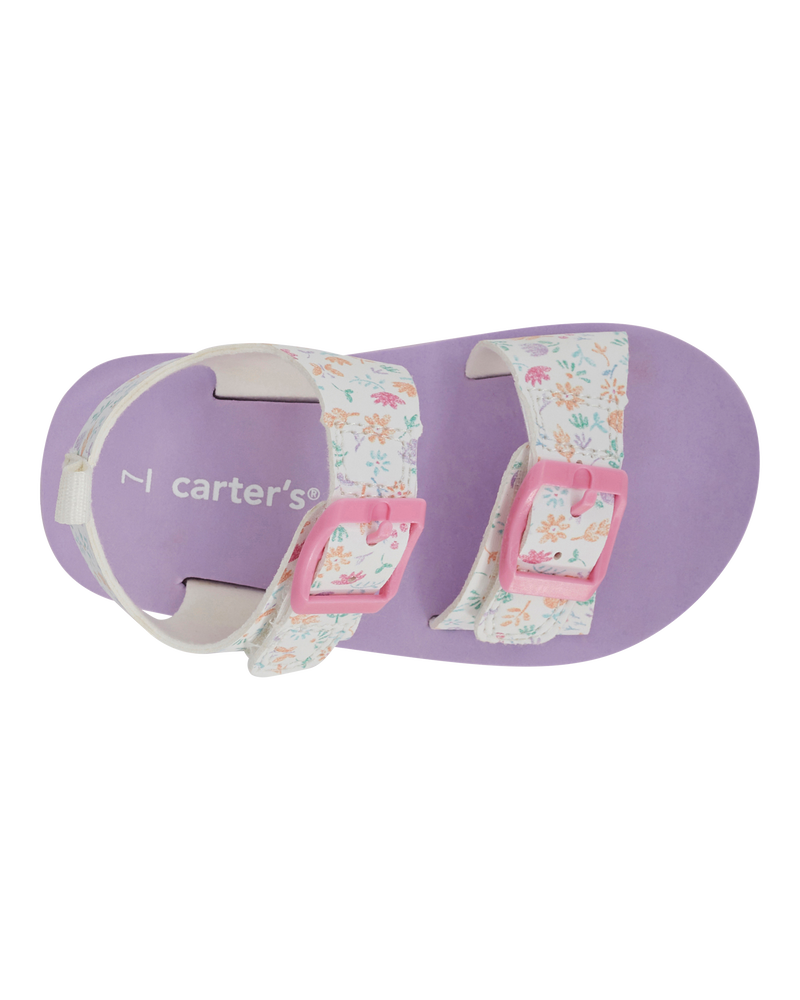 Toddler Casual Floral Sandals - Pink/White, image 4 of 7 slides