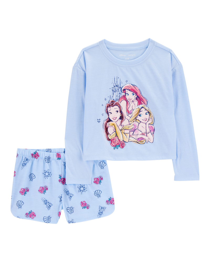 Kid Disney© Princess  Loose-Fit 2-Piece Pajamas - Blue, image 1 of 3 slides