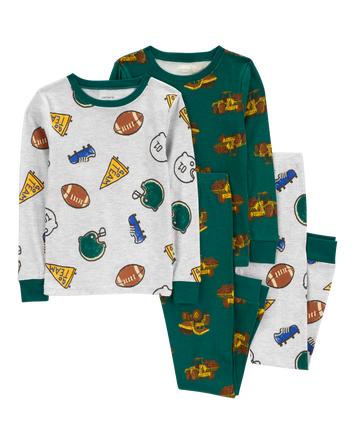 Kid 4-Piece Sports 100% Snug Fit Cotton Pajamas, 