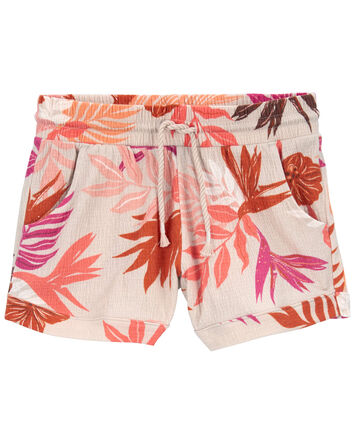 Kid Floral Pull-On Knit Gauze Shorts, 
