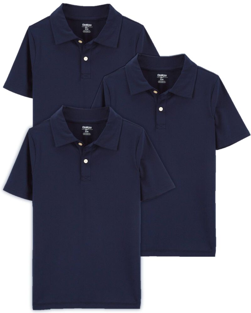 Kid 3-Pack Active Mesh Uniform Polos in Moisture Wicking BeCool™ Fabric, image 1 of 3 slides