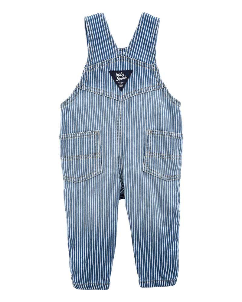Baby Knit-Like Denim Hickory Stripe Overalls, image 2 of 4 slides