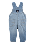 Baby Knit-Like Denim Hickory Stripe Overalls, image 2 of 4 slides