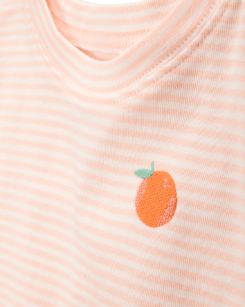 Baby Orange Print Snug Fit Cotton 4-Piece Pajamas, 