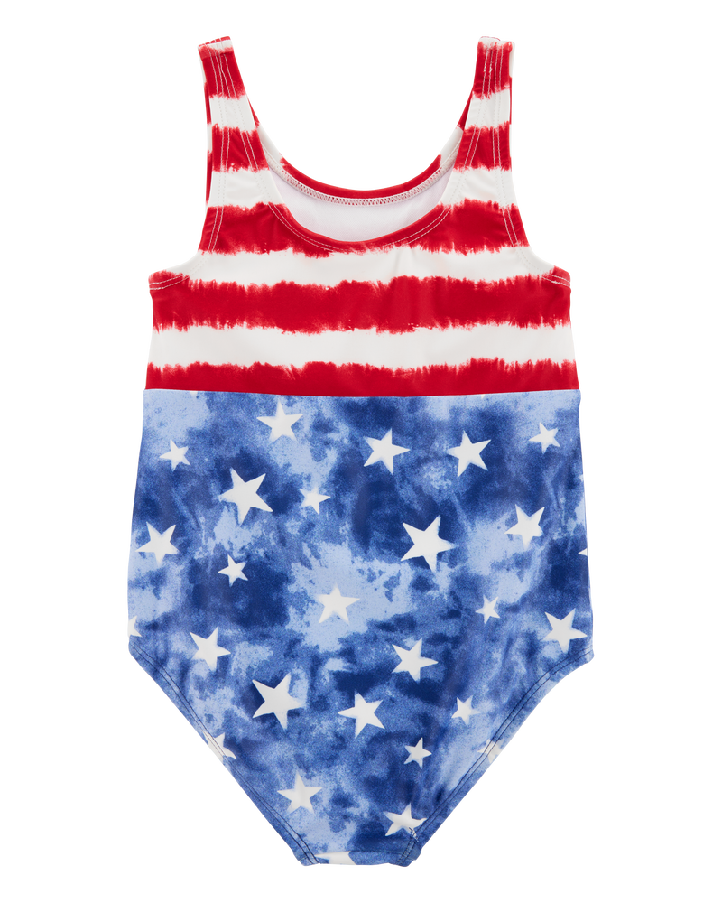 Toddler Girl 1-Piece Fourth of July  Swimsuit, image 2 of 4 slides