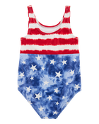 Toddler Girl 1-Piece Fourth of July  Swimsuit, image 2 of 4 slides