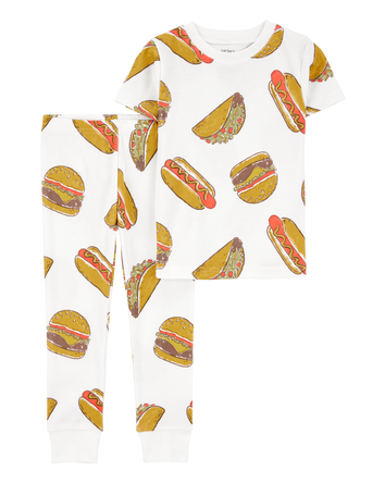 Toddler Boy 2-Piece Food Print 100% Snug Fit Cotton Pajamas - Ivory, 