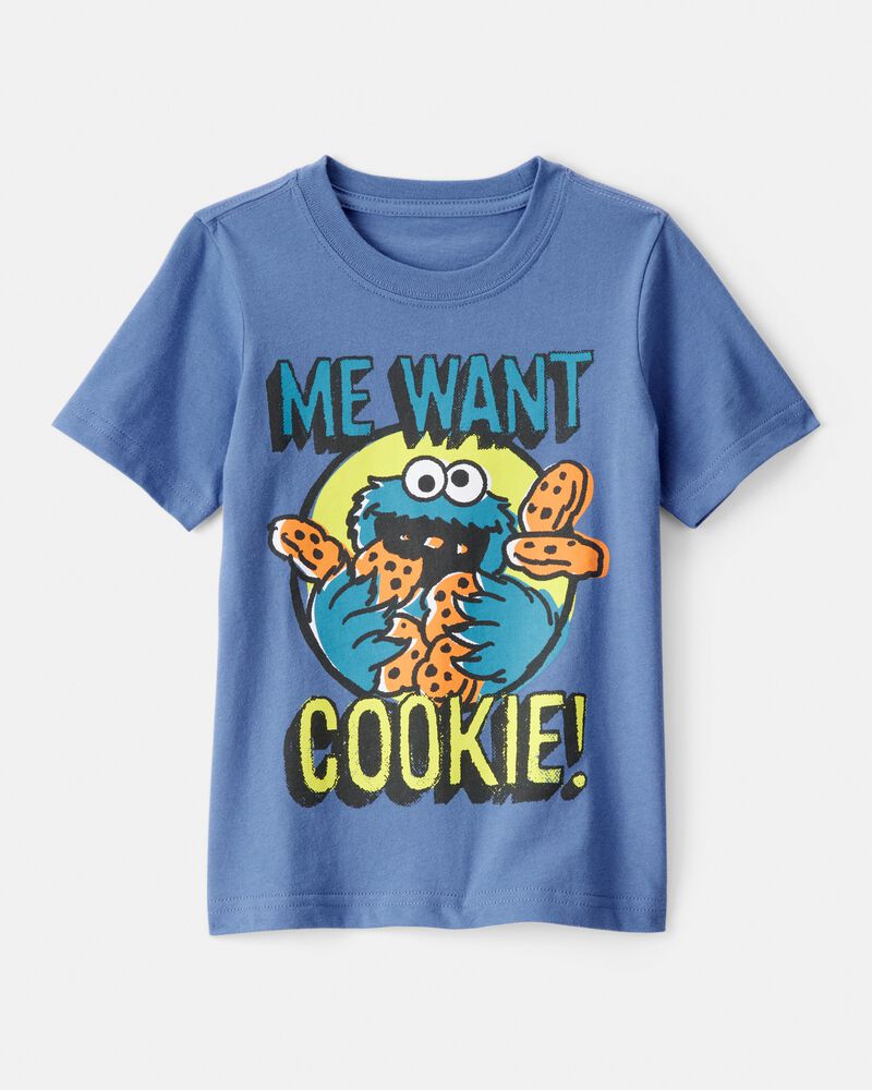 Toddler Sesame Street Cookie Monster Short-Sleeve Graphic Tee - Blue, image 1 of 2 slides