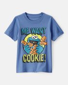 Toddler Sesame Street Cookie Monster Short-Sleeve Graphic Tee - Blue, image 1 of 2 slides