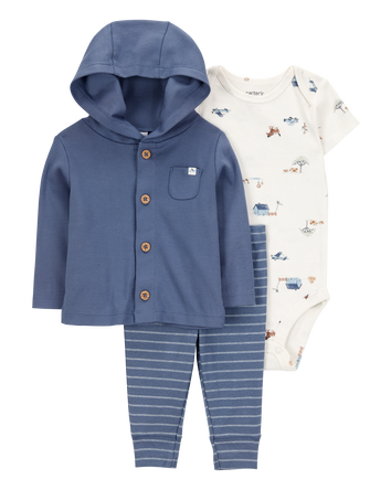 Baby Barn Print 3-Piece Cardigan Set - Navy/White, 