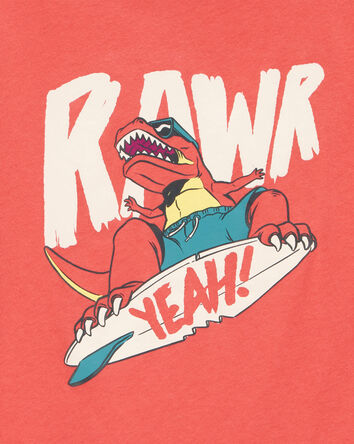 Kid Dinosaur Skateboard Graphic Tee - Orange, 
