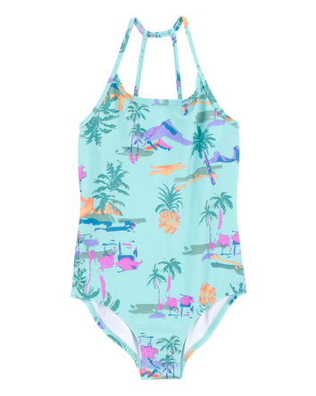 Kid  Tropical 1-Piece and Sarong Set, 
