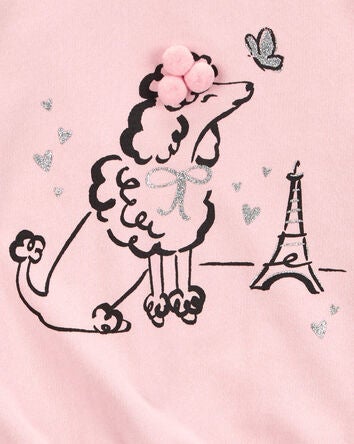 Toddler Dog Knit Long-Sleeve Fashion Top - Pink, 