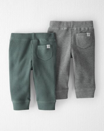 Baby 2-Pack Waffle Knit Pants Made With Organic Cotton, 