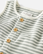 Baby Organic Cotton Waffle Knit Romper in Stripes, image 2 of 4 slides