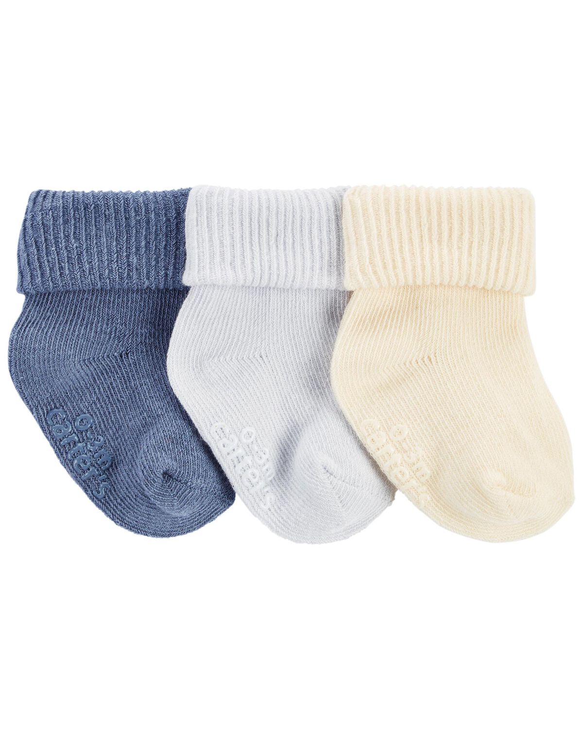 Blue Baby 3-Pack Ribbed Booties | carters.com