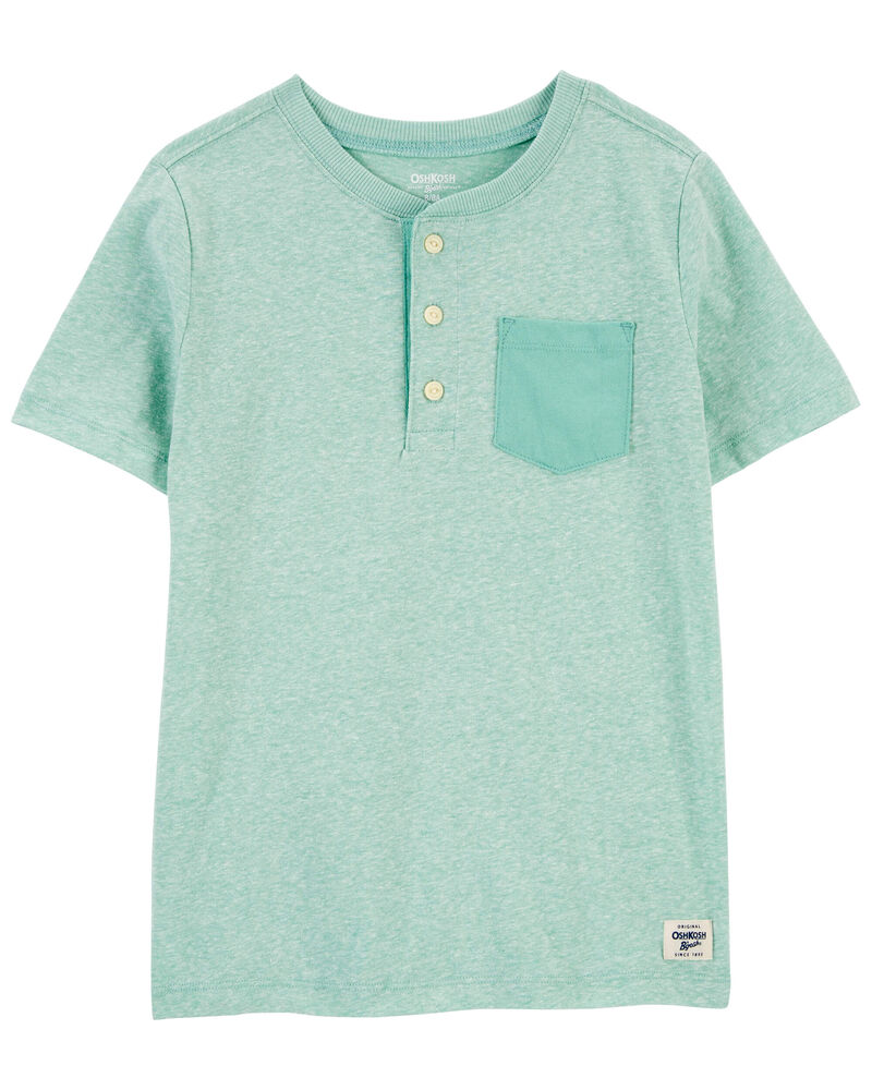 Kid Heathered Pocket Henley, image 1 of 3 slides