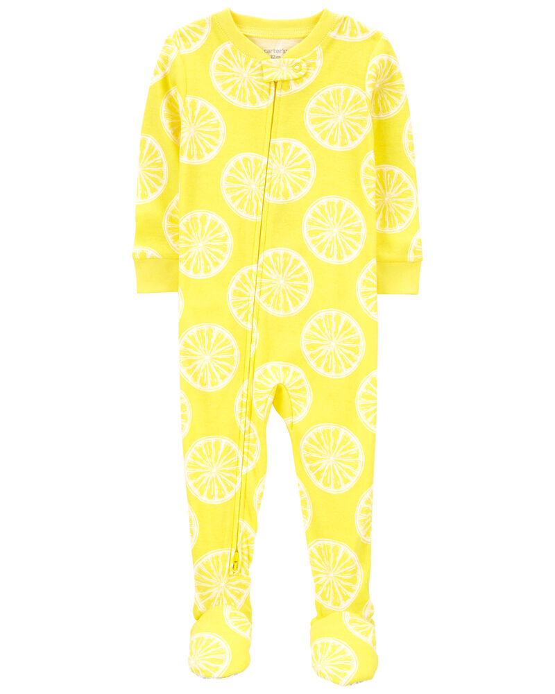 Toddler 1-Piece Lemon 100% Snug Fit Cotton Footie Pajamas, image 1 of 4 slides
