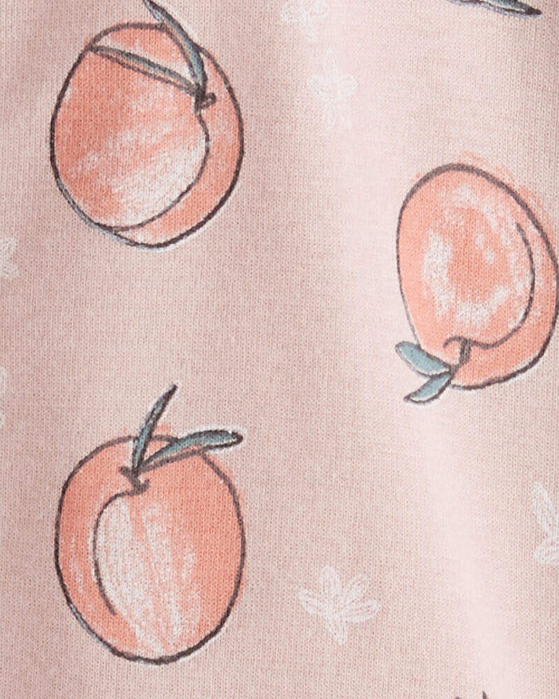 Baby Organic Cotton Sleep & Play Pajamas in Peach Print, image 3 of 5 slides